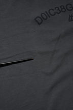 Gray Logo Graphic Cotton Crew Neck T-shirt