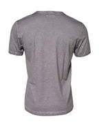 Gray Graphic Print Cotton Crew Neck T-shirt