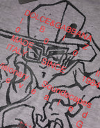 Gray Graphic Print Cotton Crew Neck T-shirt