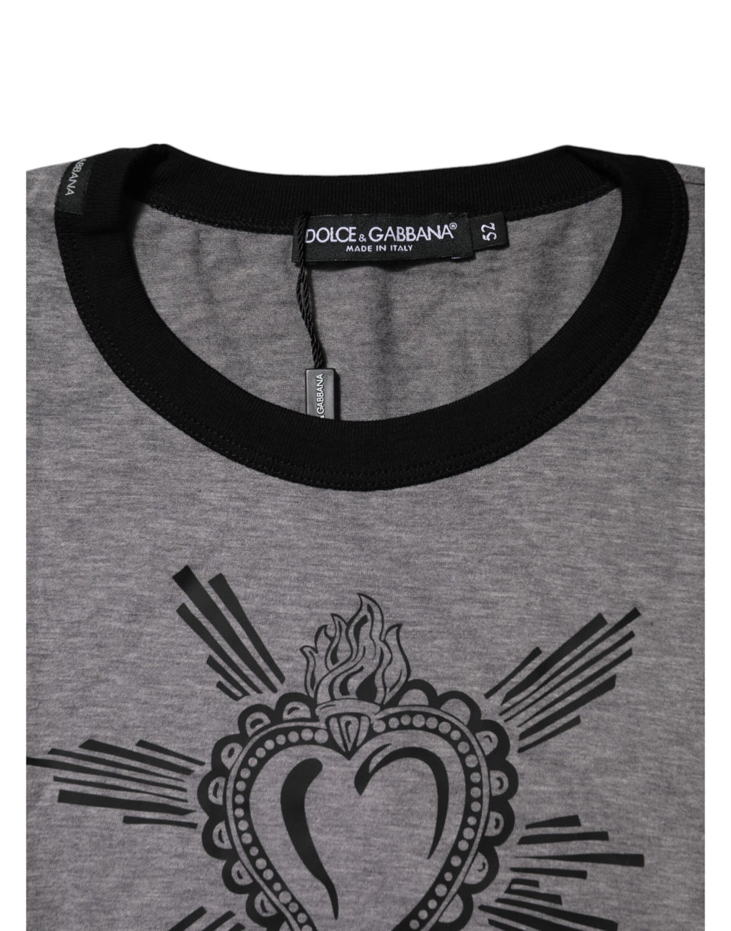 Gray Sacred Heart Cotton Crew Neck T-shirt