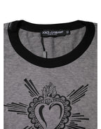 Gray Sacred Heart Cotton Crew Neck T-shirt