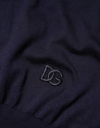 Dark Blue Silk Crew Neck Short Sleeves T-shirt