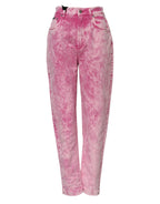 Pink Tie Dye High Waist Tapered Denim Jeans