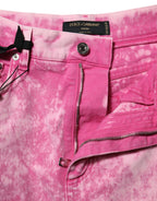 Pink Tie Dye High Waist Tapered Denim Jeans