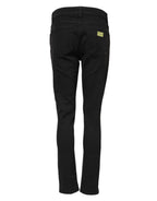 Black Cotton Skinny Mid Waist Denim Jeans