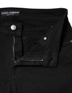 Black Cotton Skinny Mid Waist Denim Jeans