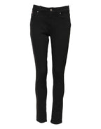 Black Cotton Skinny Mid Waist Denim Jeans