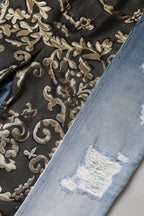 Multicolor Patchwork Tapered Denim Jeans