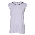 White Cotton Sleeveless Printed Tank T-shirt