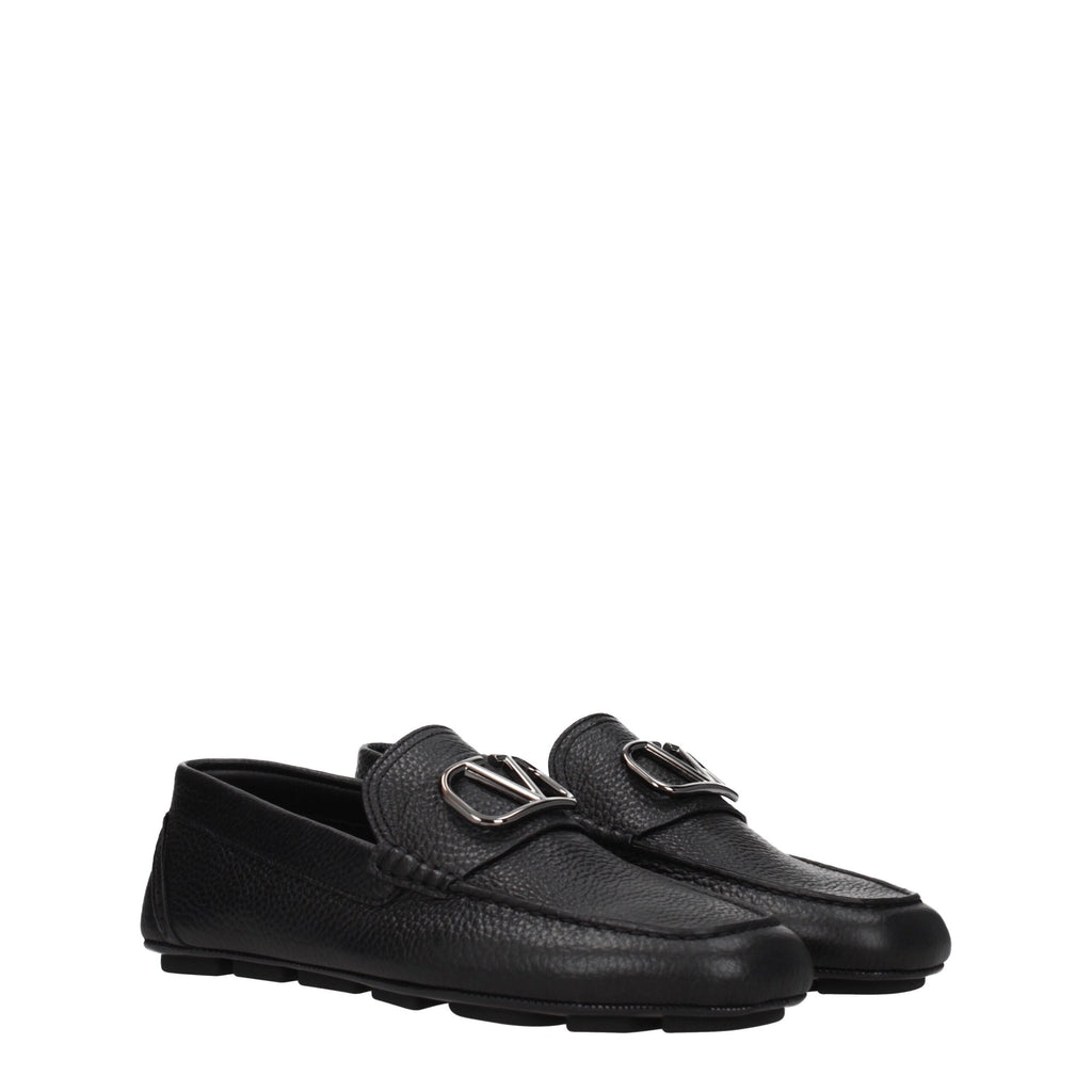 Black Leather Slip-On Loafers