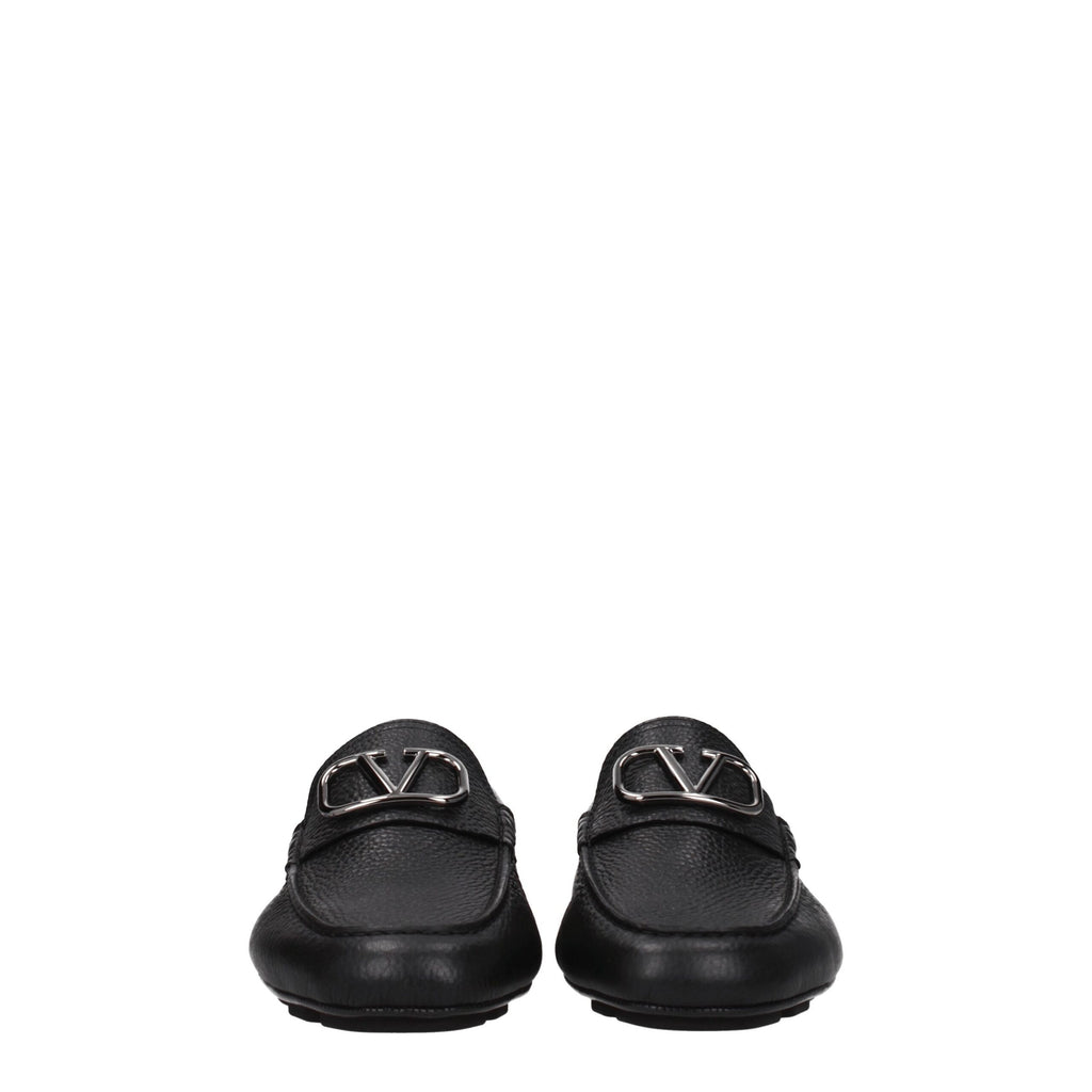 Black Leather Slip-On Loafers