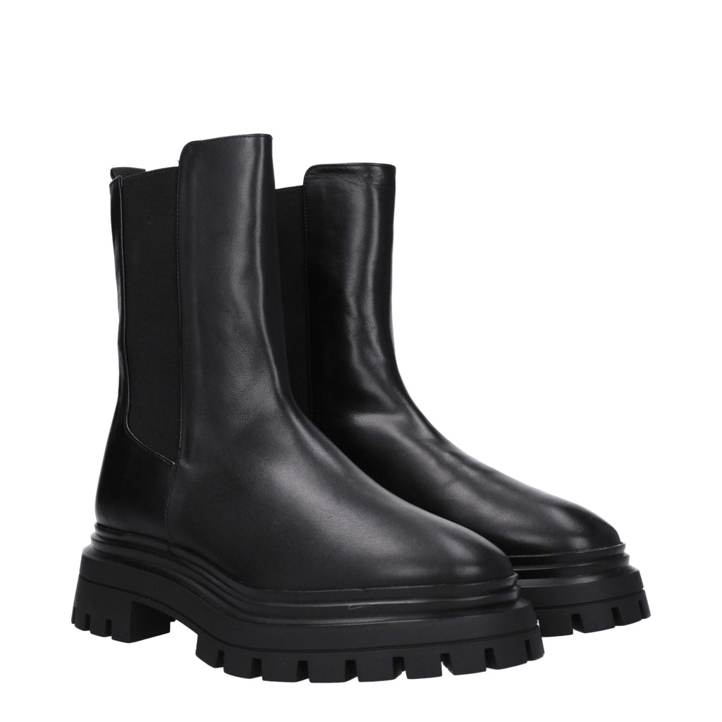 Black Leather Ankle Boots