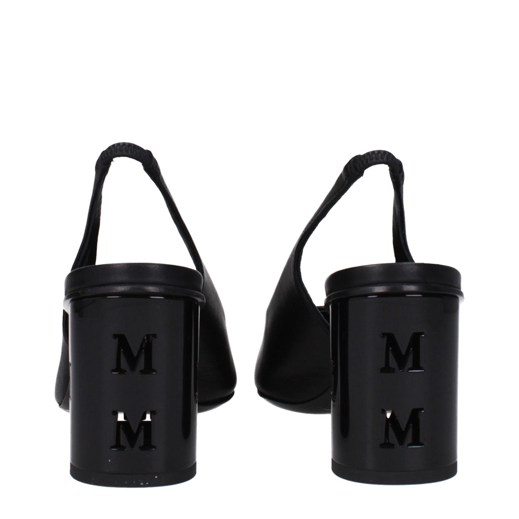 Black Leather High Heel Pumps