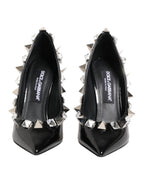 Black Crystals Studs Stiletto Pumps Shoes