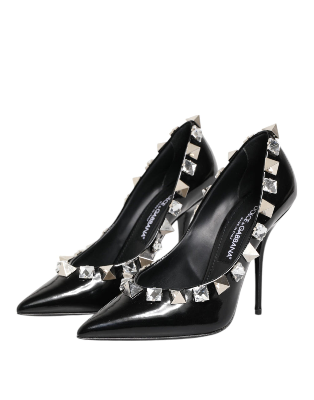 Black Crystals Studs Stiletto Pumps Shoes