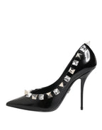 Black Crystals Studs Stiletto Pumps Shoes