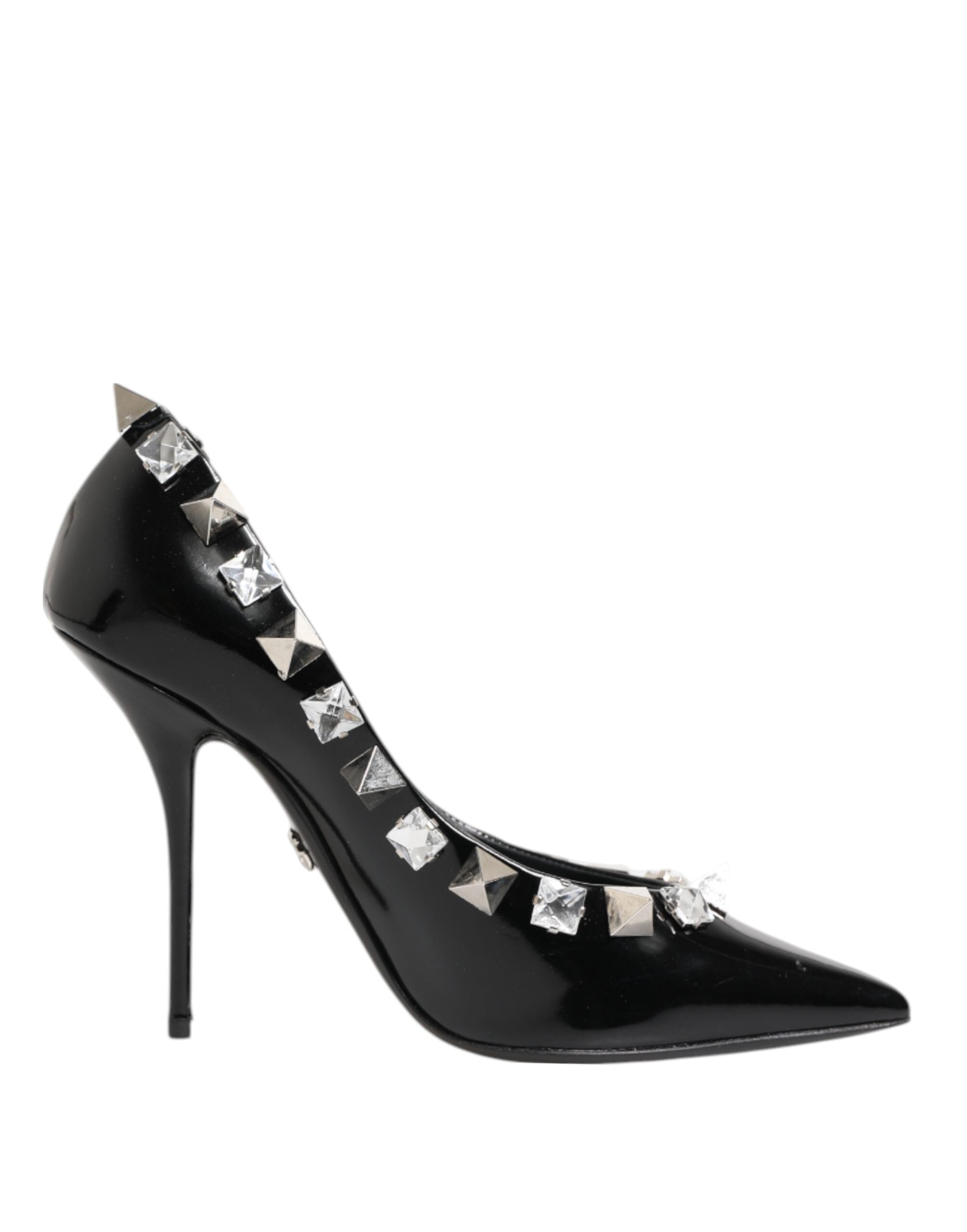 Black Crystals Studs Stiletto Pumps Shoes