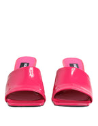 Pink Open Toe Block Heel Mules Sandals Shoes