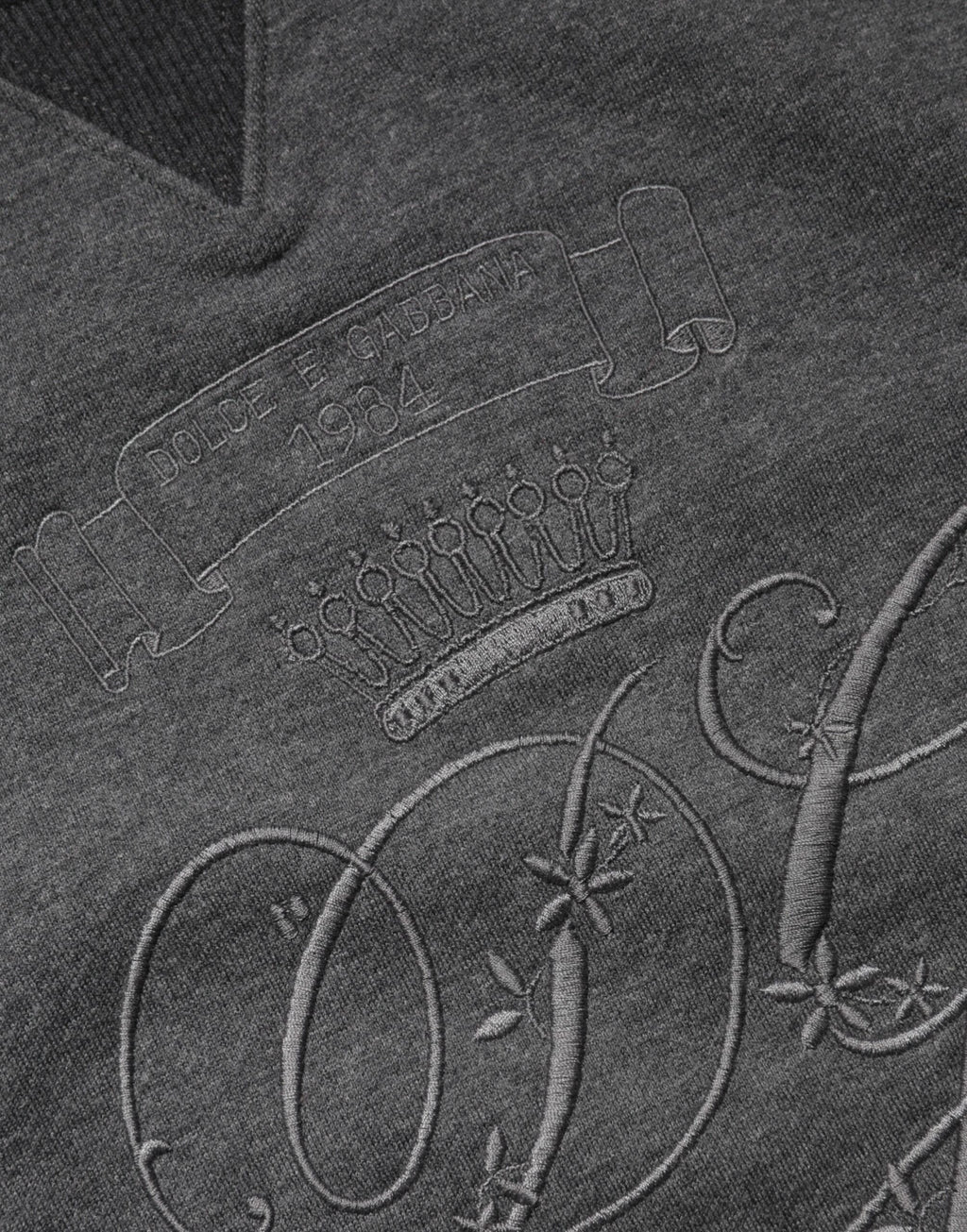 Gray DG Logo Embroidered Pullover Sweater