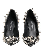 Black Crystals Studs Stiletto Pumps Shoes