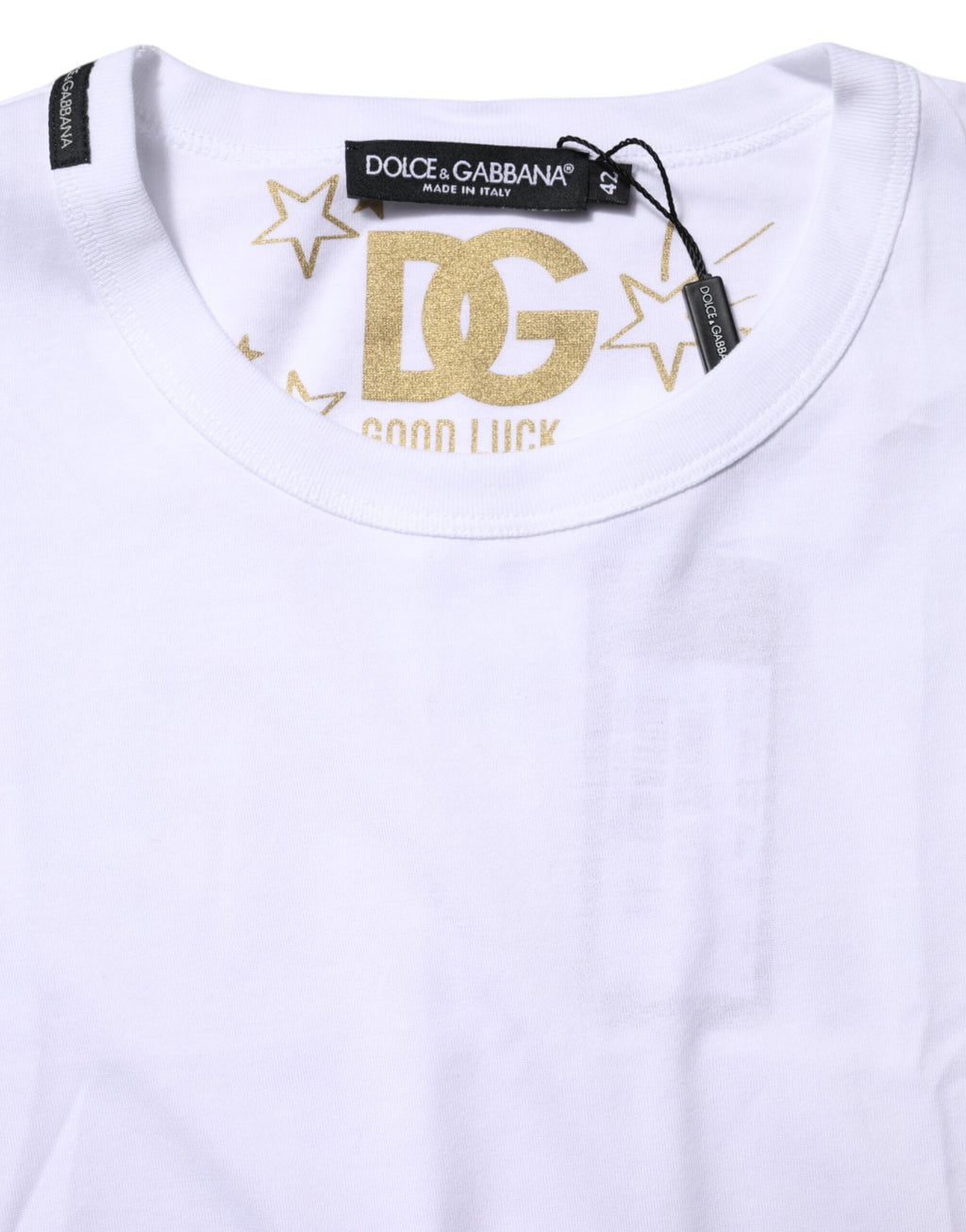 White Cotton Goodluck 2022 Crew Neck T-shirt