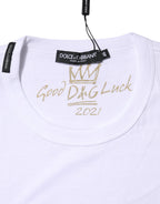 White Cotton Goodluck 2022 Crew Neck T-shirt