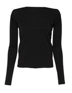 Black Wool Shrug Crew Neck Pullover Sweater