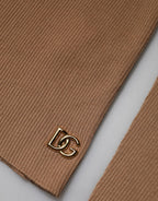 Brown Knit Long Sleeves Turtleneck Sweater