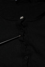 Black STAFF Round Neck Cardigan Sweater