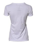 White Cotton Crew Neck Short Sleeves T-shirt