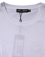 White Cotton Crew Neck Short Sleeves T-shirt