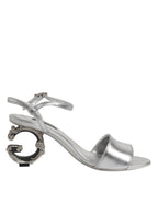 Silver KEIRA Heels Ankle Strap Sandals Shoes