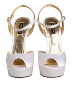 White Satin Platform Heels Sandals Shoes