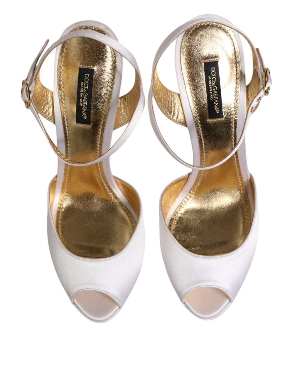 White Satin Platform Heels Sandals Shoes