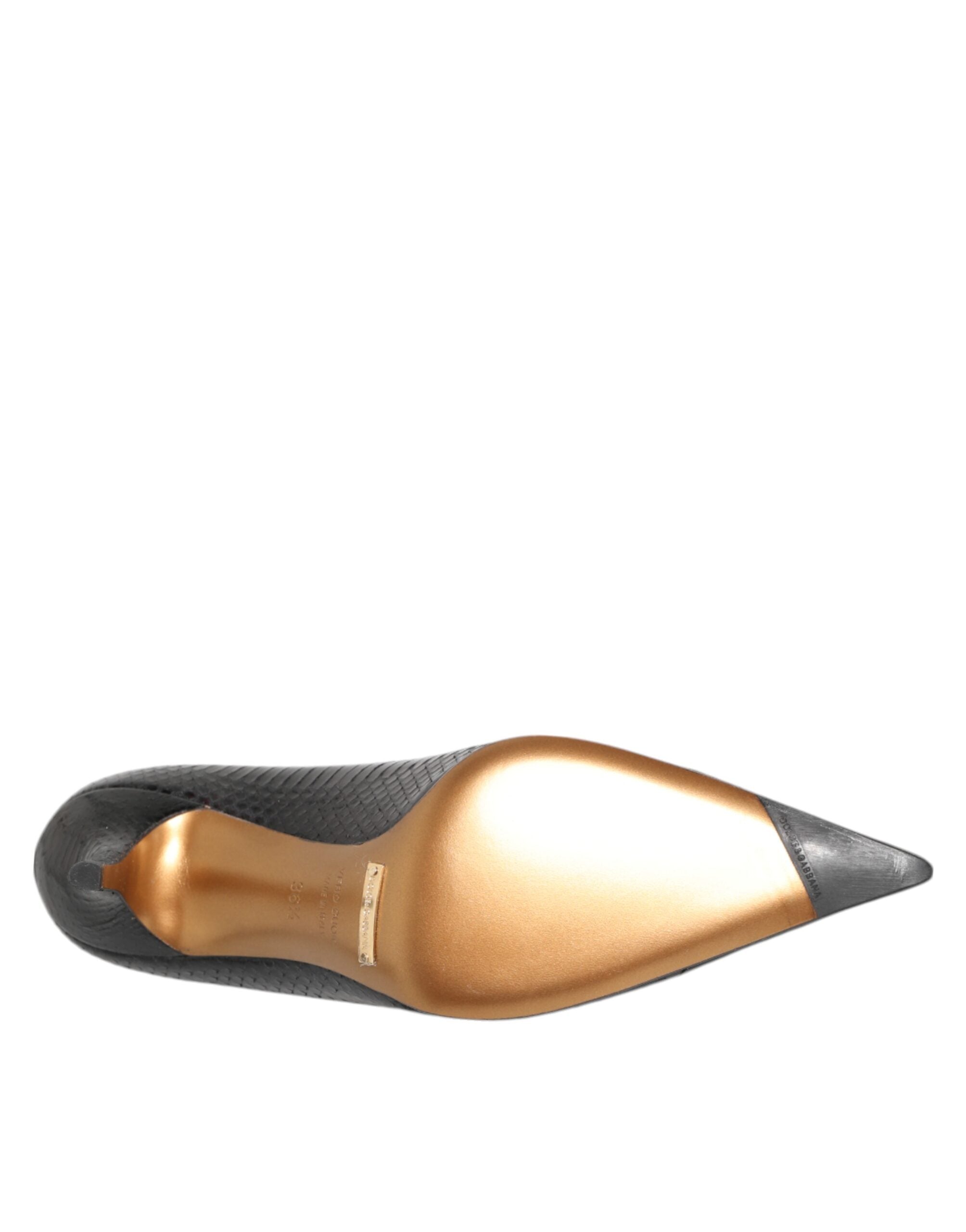 Black Exotic Leather Stiletto Pumps Shoes