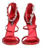 Red Satin Crystals Keira Sandals Heels Shoes