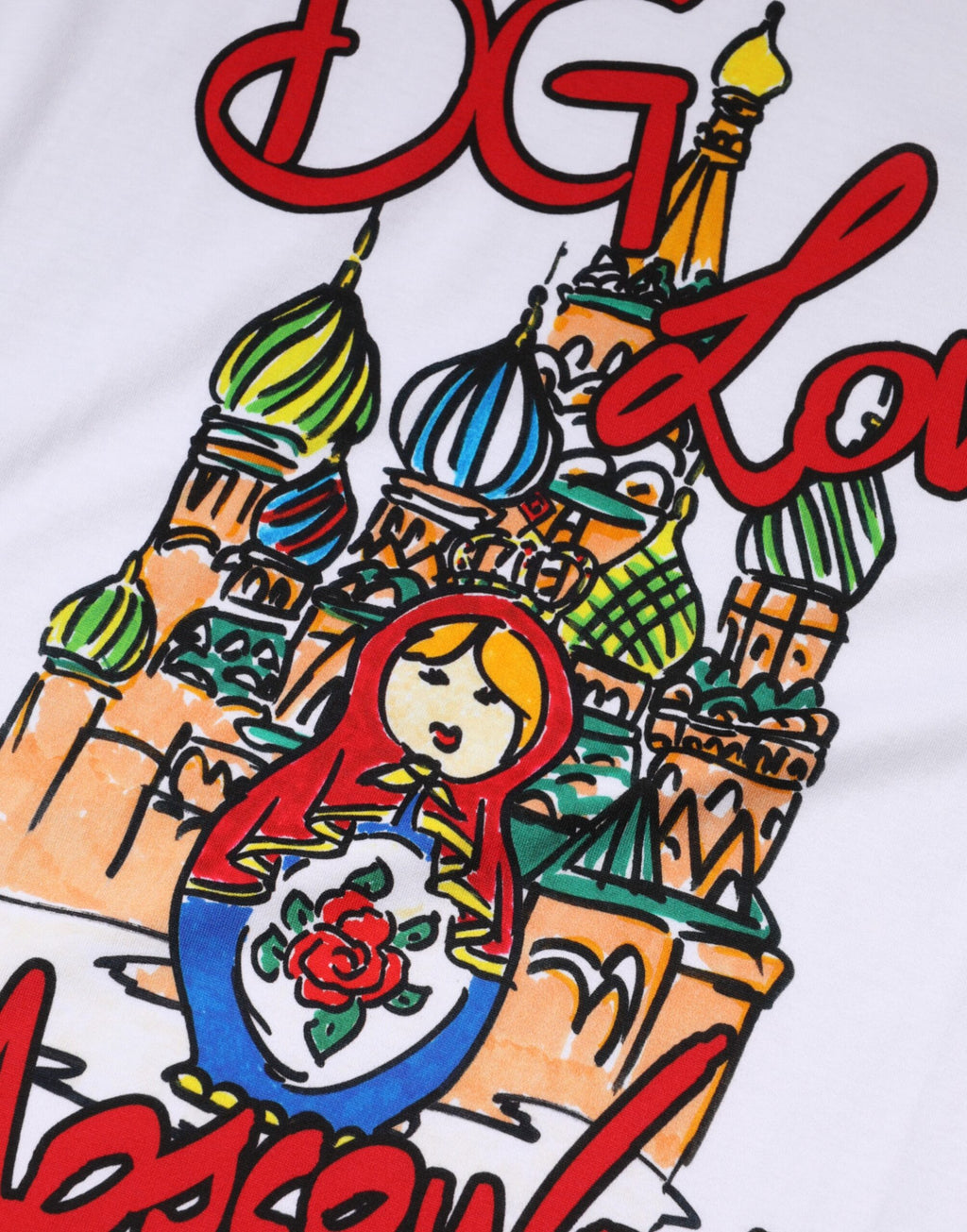 White DG Loves Moscow Cotton Crew Neck T-shirt