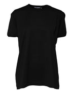 Black Cotton Goodluck Tee Crew Neck T-shirt