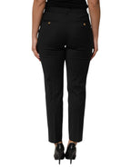 Black Polyester Tapered Women Trouser Pants