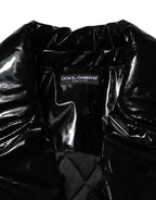 Black Polyester Quilted Puffer Coat Jacket