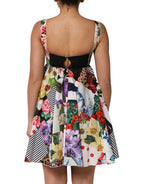 Multicolor Patchwork Cotton AlineMini Dress