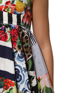 Multicolor Patchwork Cotton AlineMini Dress