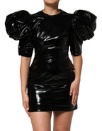 Black Bodycon Sheath Puff Sleeve Mini Dress