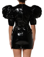Black Bodycon Sheath Puff Sleeve Mini Dress