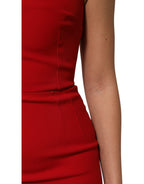 Red Stretch Bodycon Sheath Knee Length Dress