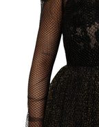 Black Crystal Heart Embellished A-line Dress