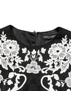 Black Lace Trim Short Sleeves A-line Dress