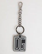 Black White DG Rubber Logo Silver Men Keychain Keyring