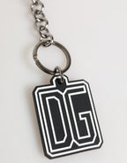 Black White DG Rubber Logo Silver Men Keychain Keyring