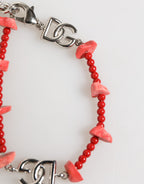 Silver Tone Brass Beaded Resin DG Logo Chain Men Bracelet